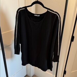 89th & Madison Black Sweater with Silver rhinestone Accents